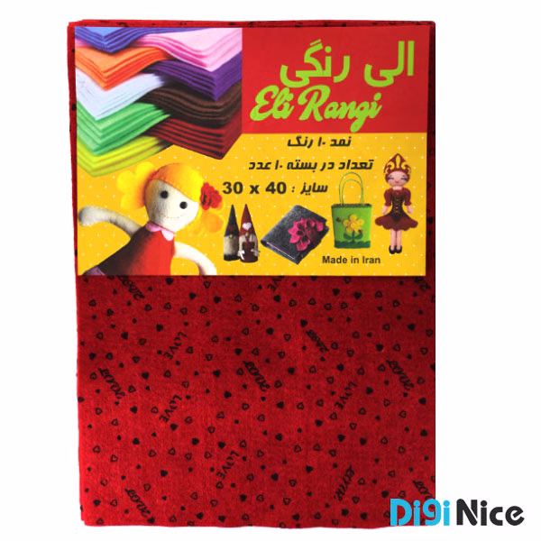 نمد طرح دار A3 الی بسته 10 عددی رنگ قرمز