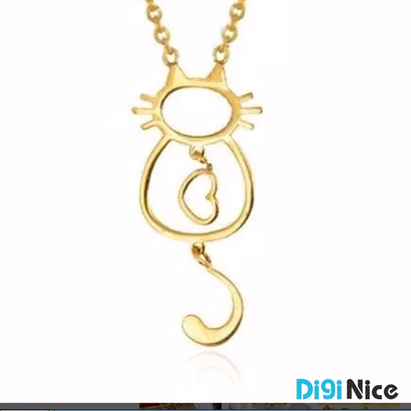 آویز گردنبند طلا 18 عیار طرح گربه