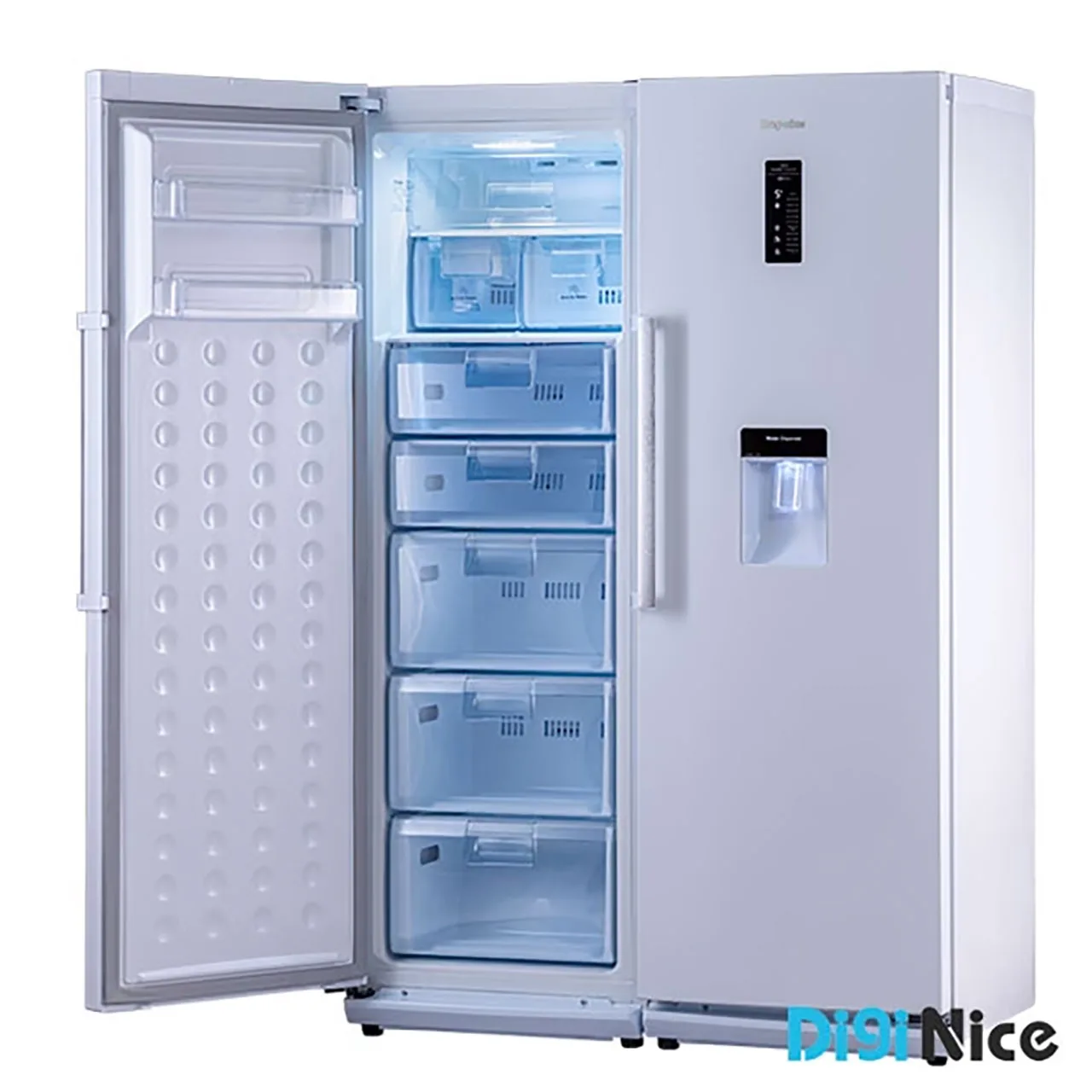 یخچال فریزر دو قلو دیپوینت مدل D5i سفید چرمی - درب فریزر باز