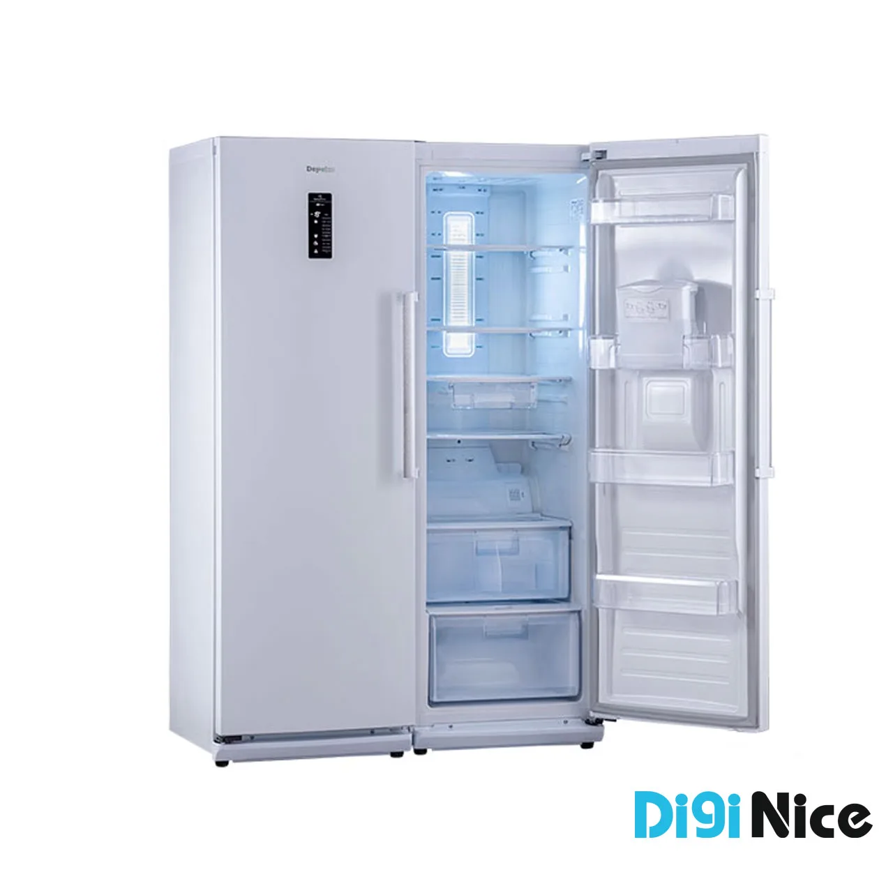 یخچال فریزر دو قلو دیپوینت مدل D5i سفید چرمی - درب یخچال باز