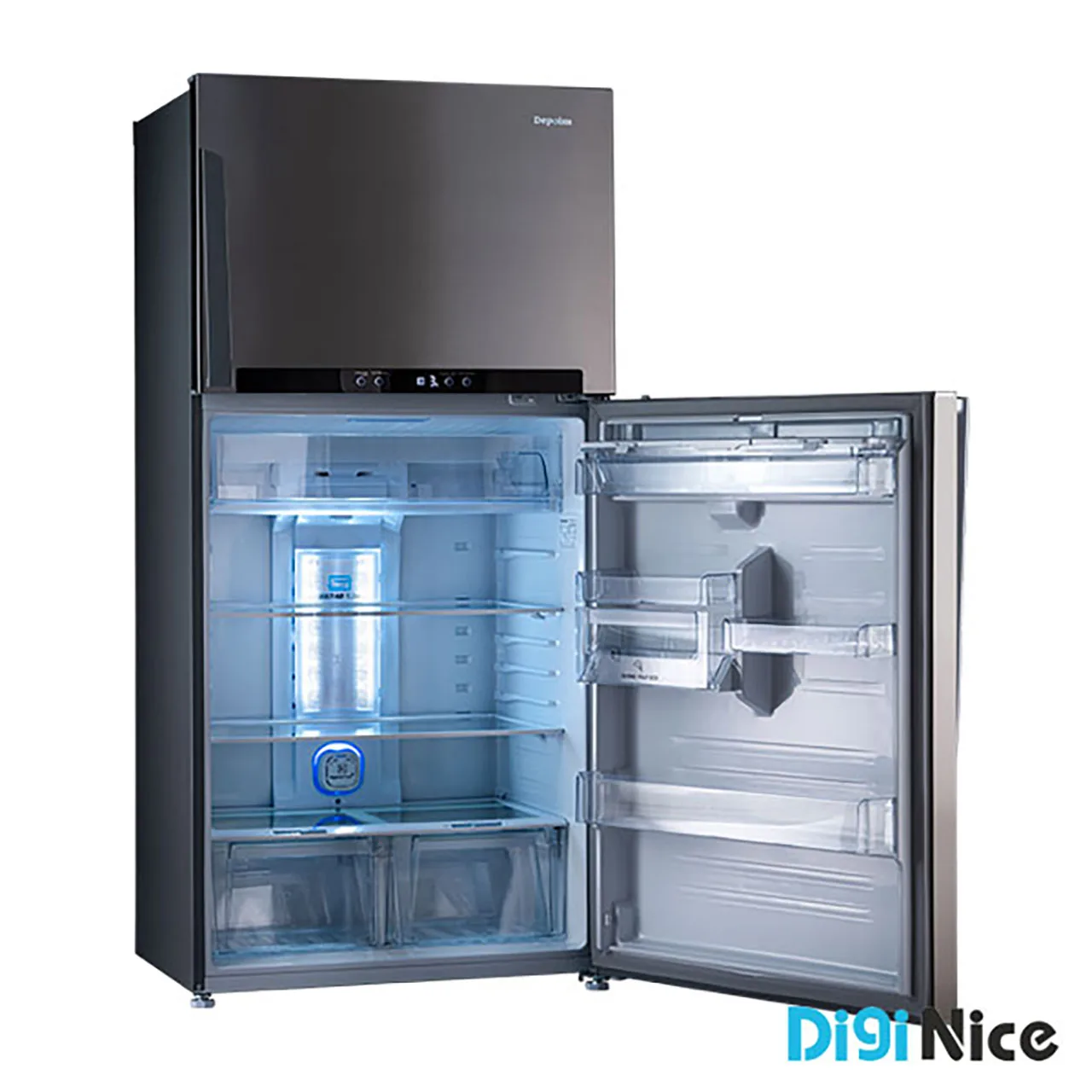 یخچال فریزر دیپوینت مدل T7 سیلور - درب یخچال باز