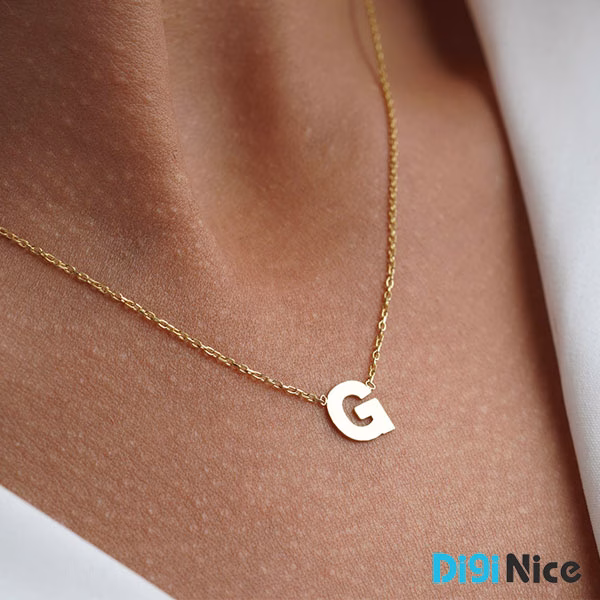 آویز گردنبند طلا 18 عیار طرح حرف لاتین G