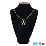 آویز گردنبند طلا 18 عیار طرح حرف لاتین W