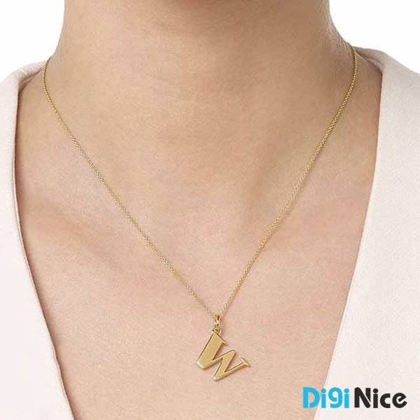 آویز گردنبند طلا 18 عیار طرح حرف لاتین W