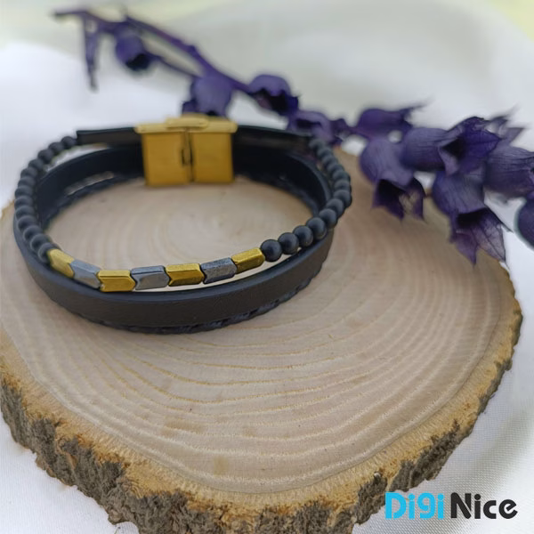 دستبند چرمی مهره دار کد DN0030