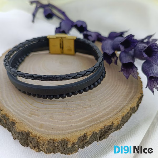 دستبند چرمی مهره دار کد DN0031