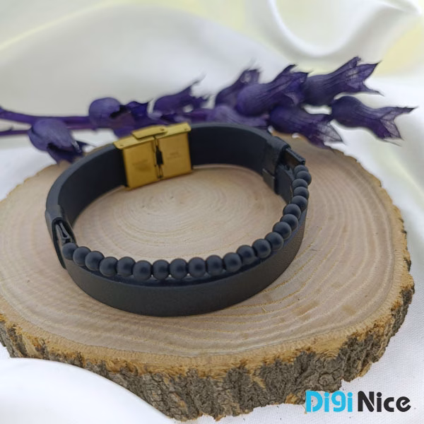 دستبند چرمی مهره دار کدDN0032