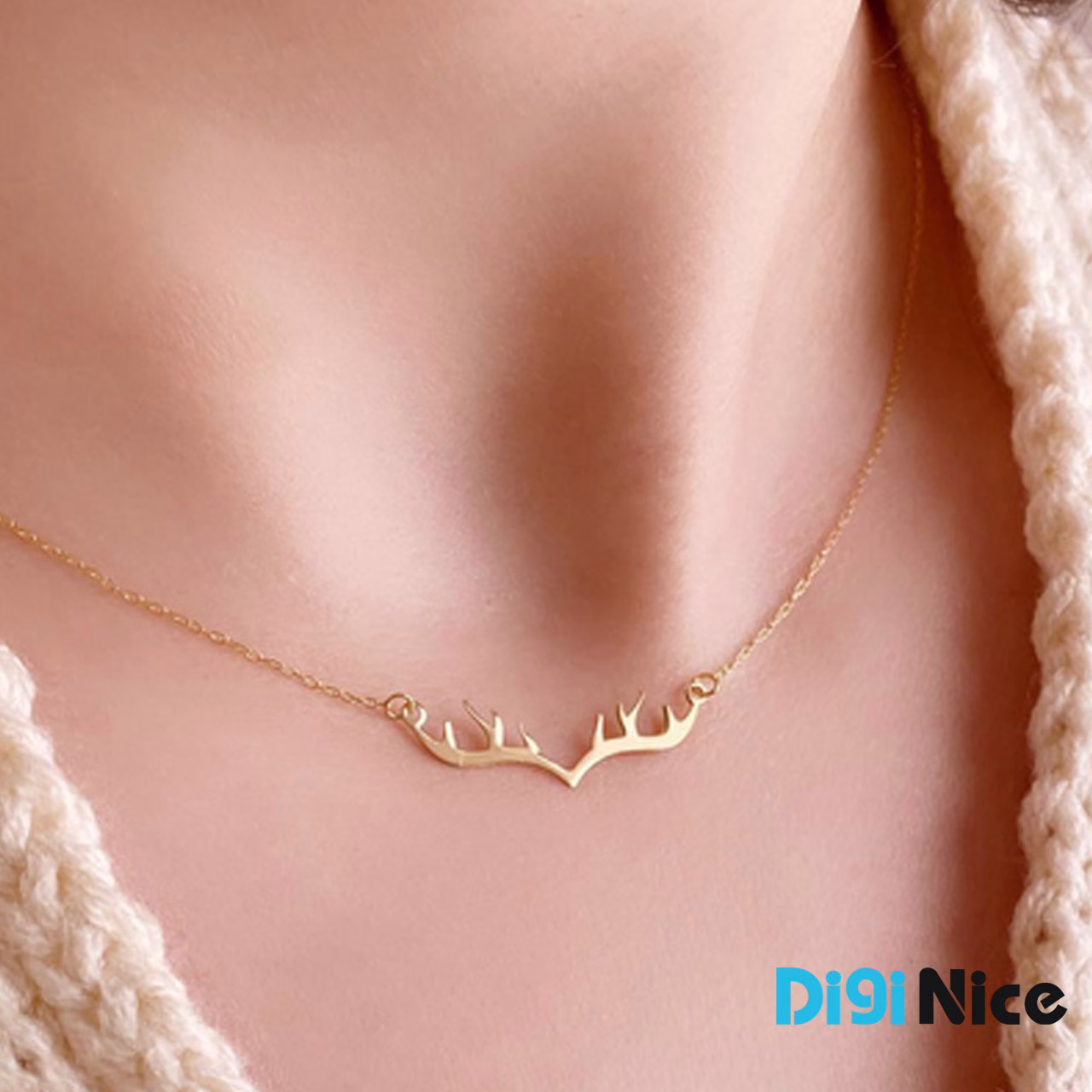 گردنبند طلا 18 عیار طرح شاخ گوزن