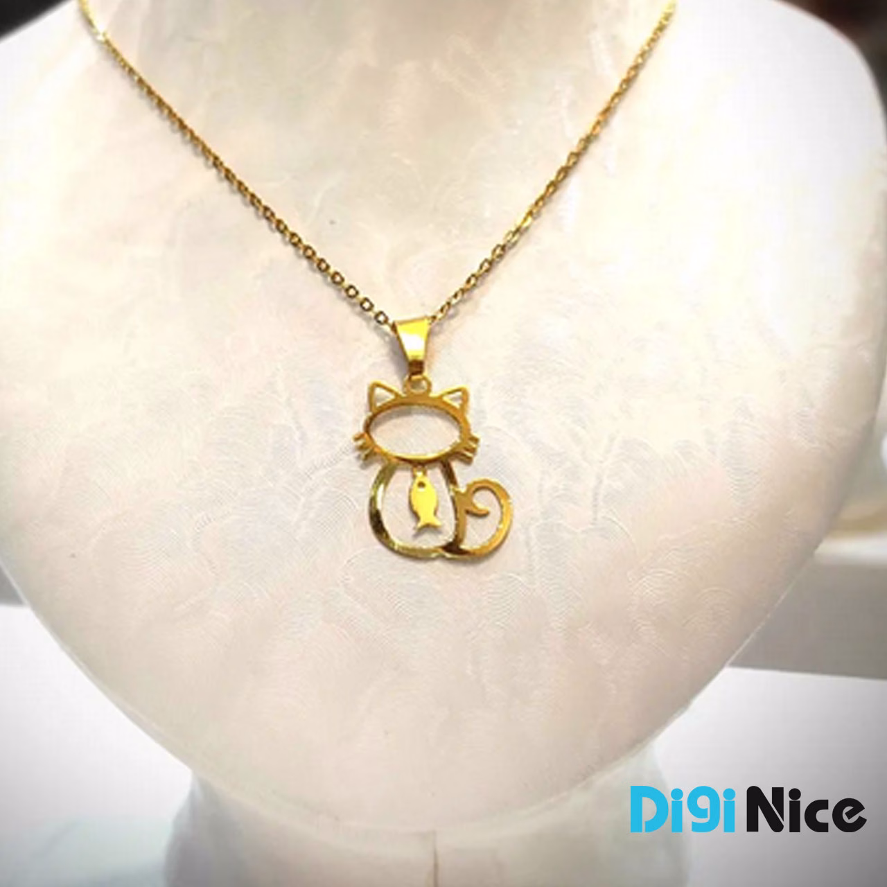 گردنبند طلا 18 عیار طرح گربه