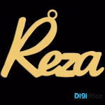 آویز گردنبند طلا 18 عیار طرح reza رضا