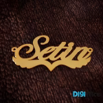 آویز گردنبند طلا 18 عیار طرح setin ستین