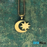 آویز گردنبند طلا 18 عیار طرح ماه و ستاره