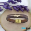 دستبند چرمی طرح من و تو با پلاک طلا 18 عیار کد DN-B0054