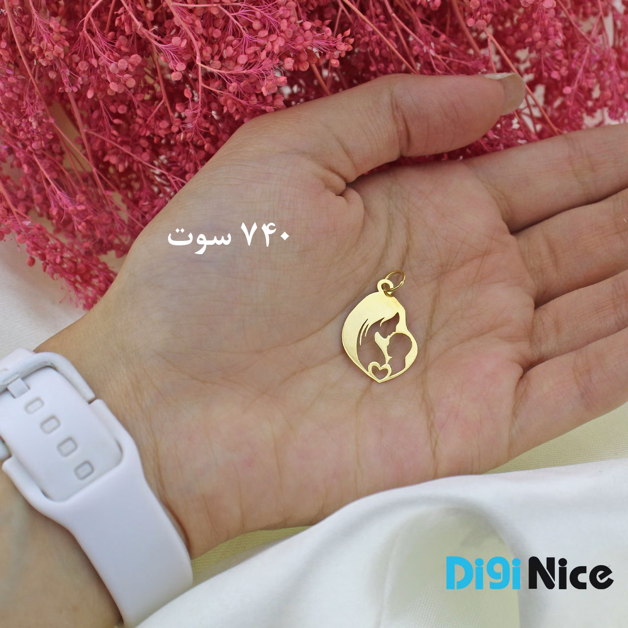 گردنبند طلا 18 عیار طرح مادر و فرزند (کد DN-P0492)
