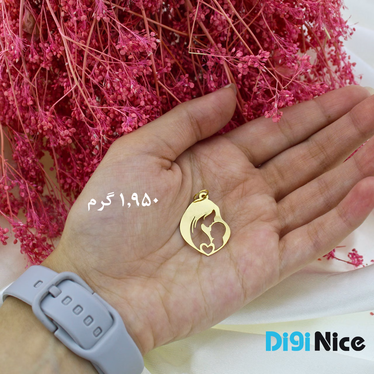 گردنبند طلا 18 عیار طرح مادر و فرزند (کد DN-P0492)
