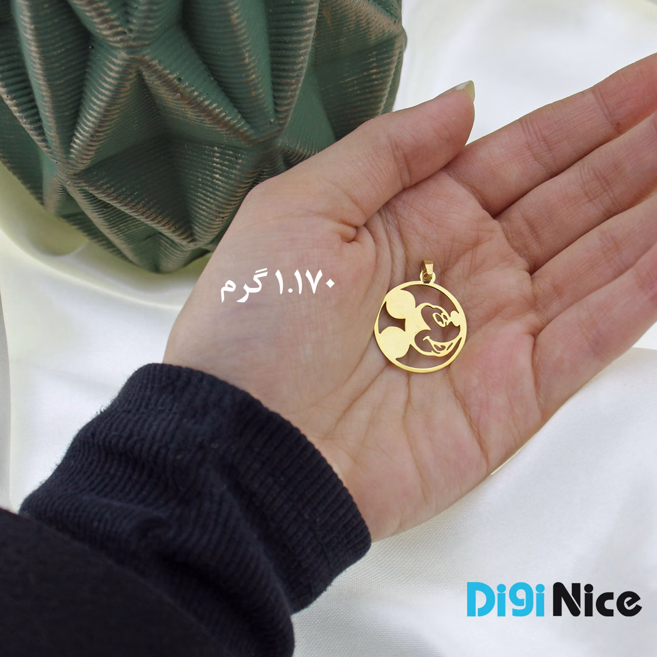 گردنبند طلا 18 عیار طرح میکی موس (کد DN-P0671)
