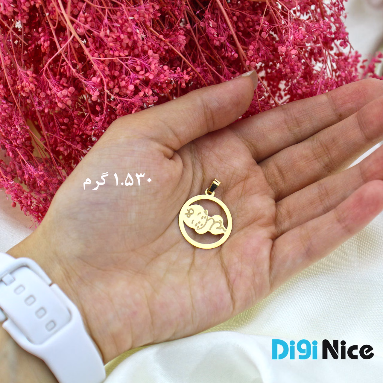 گردنبند طلا 18 عیار طرح نوزاد (کد DN-P0998)