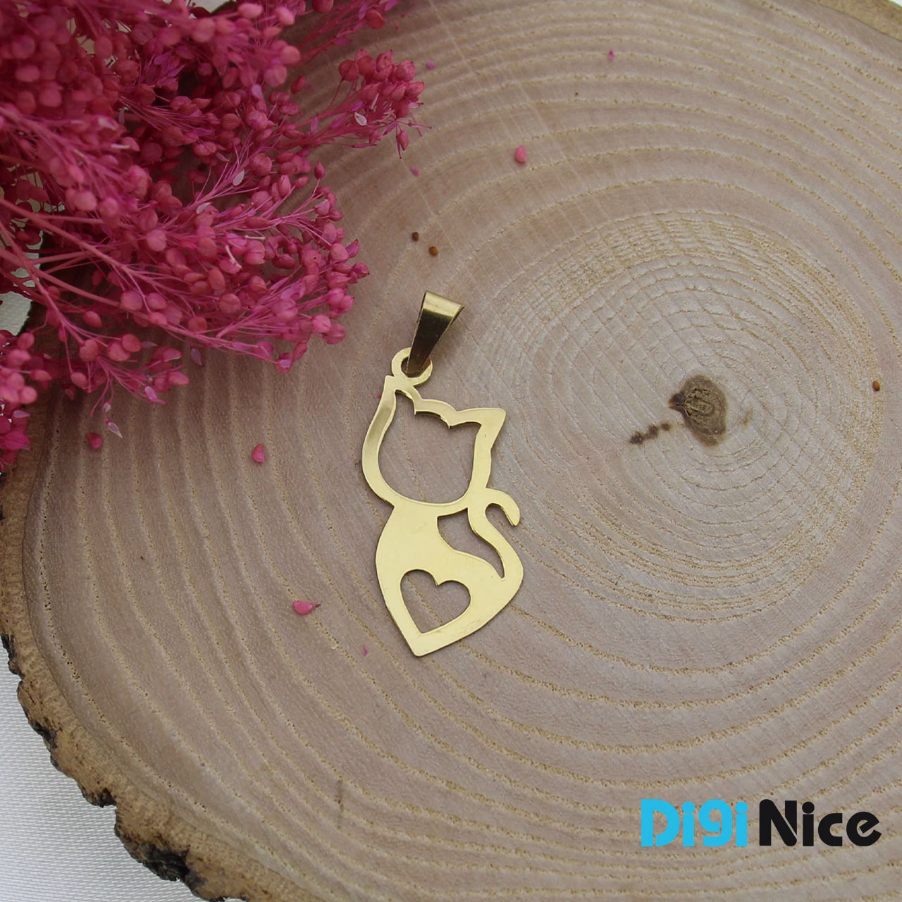 گردنبند طلا 18 عیار طرح گربه کد DN-P0849