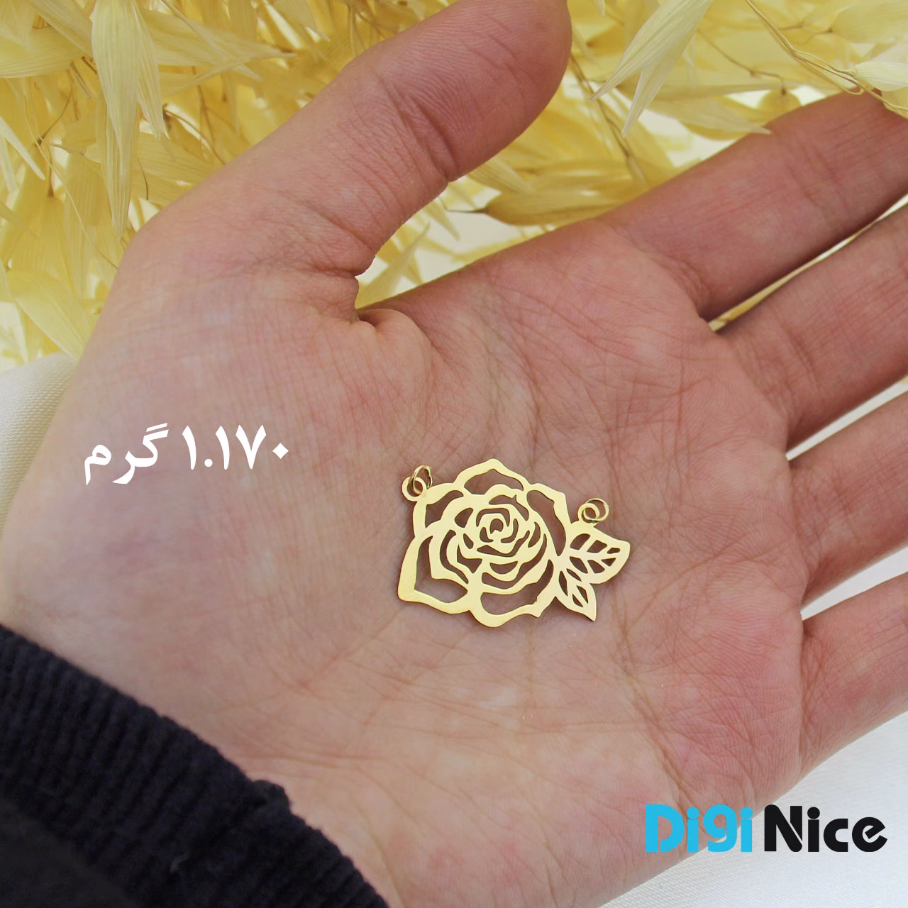 گردنبند طلا 18 عیار طرح گل رز کد DN-P0693