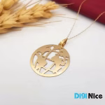 آویز گردنبند طلا 18 عیار طرح کره زمین