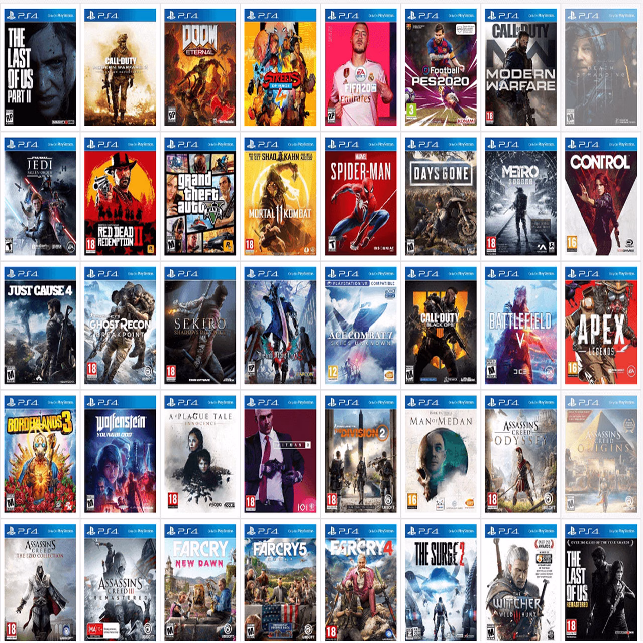 لیست بازی های ps4