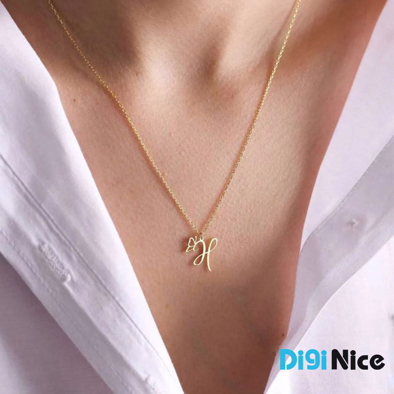 گردنبند طلا 18 عیار طرح H