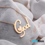 گردنبند طلا 18 عیار طرح GOD