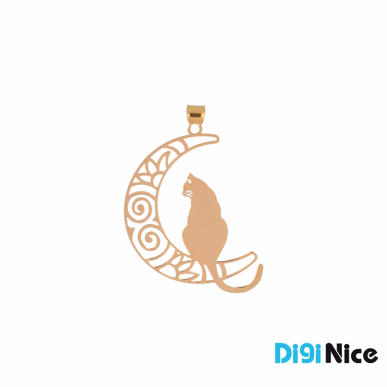 گردنبند طلا 18 عیار طرح ماه و گربه