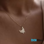 گردنبند طلا 18 عیار طرح پروانه
