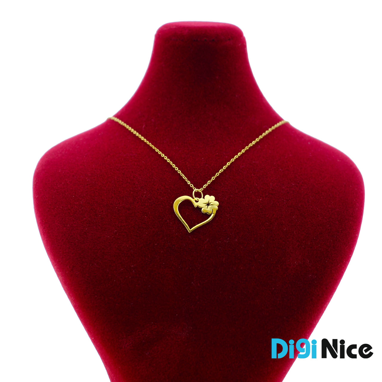 گردنبند طلا 18 عیار طرح قلب و گل (کد DN-P2032)