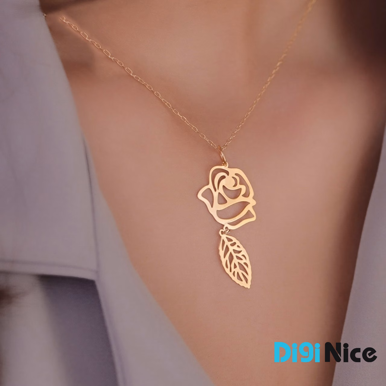 گردنبند طلا 18 عیار طرح گل