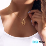 گردنبند طلا 18 عیار طرح برگ