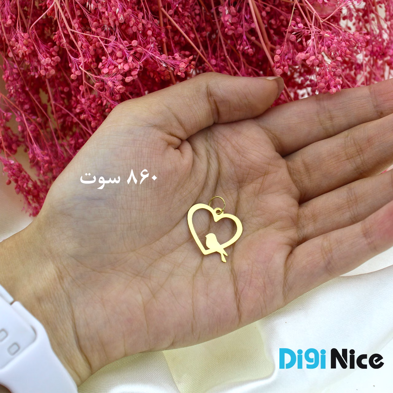 گردنبند طلا 18 عیار طرح قلب و پرنده (کد DN-P2256)