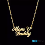 گردنبند طلا 18 عیار طرح Mom Daddy