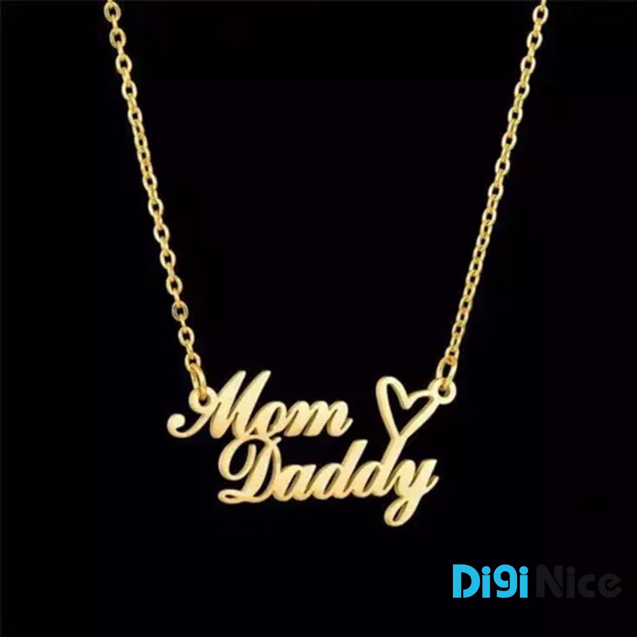 گردنبند طلا 18 عیار طرح Mom Daddy