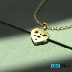 گردنبند طلا 18 عیار طرح قلب و ستاره