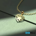 گردنبند طلا 18 عیار طرح قلب و ستاره