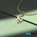 گردنبند طلا 18 عیار طرح ماه و ستاره