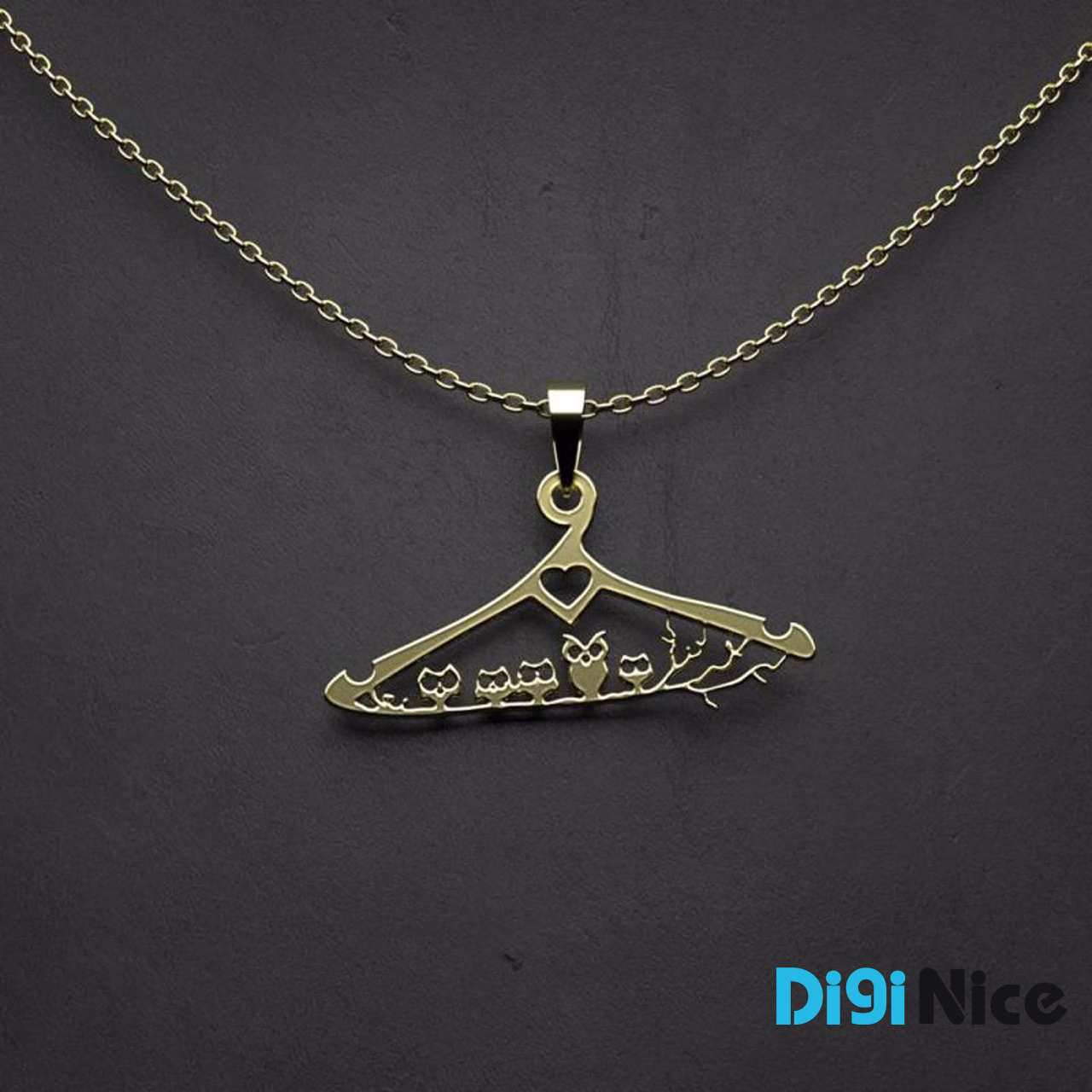 گردنبند طلا 18 عیار طرح چوب لباسی